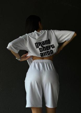 💣костюм “gta”: удлиненная футболка и шорты высокой посадки2 фото