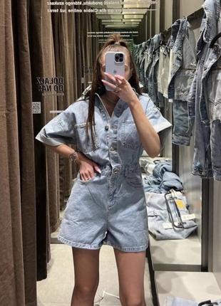 Трендовый джинсовый комбинезон zara