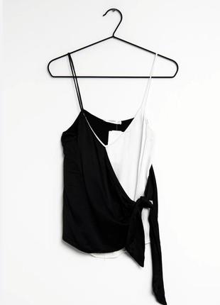 Нарядная асимметричная атласная майка топ mango suit турция этикетка3 фото