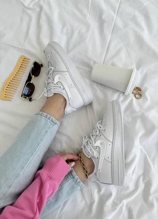 Идеальные белые кроссовки nike air force 1low white off / найк аэр форс лоу белые демисезонные, на весну, лето осень9 фото
