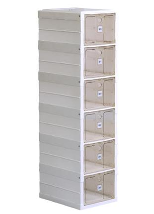 Тумба для обуви пластиковая складная на 6 отсеков 33*26*100 см, белый