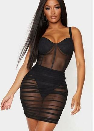 Чорна сукня сітка напівпрозора plt prettylittlething