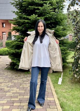Нова колекція! пуховик оверсайз в кольорі оливки р.44-529 фото