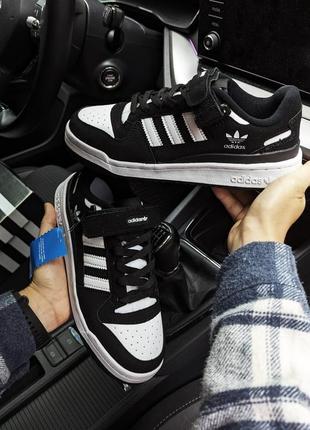 Женские кроссовки adidas forum 84 black white черные с белым 📌
