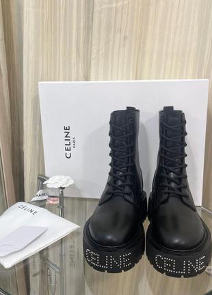 Ботинки сапожки в стиле celine кожа