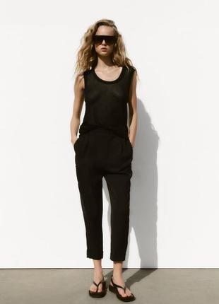 Брюки штаны карго zara черные сатиновые брюки