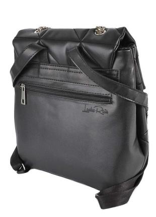Чорний — стильний, стьобаний, багатофункціональний, жіночий рюкзак від українського виробника (луцьк, 711)5 фото