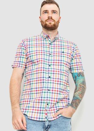 Сорочка чоловіча картата, колір молочно-червоний, розмір s fa_007524