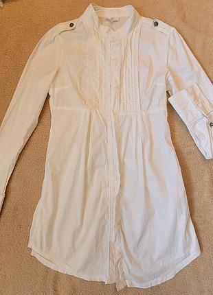 Белая женская удлиненная рубашка