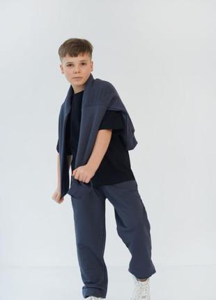 Якісний дитячий підлітковий спортивний костюм худі і штани джогери тринитка бавовна6 фото