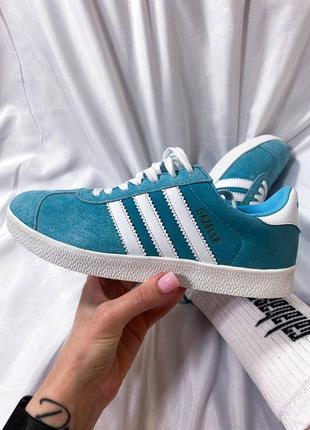 Жіночі кросівки adidas gazelle blue green v2 v / smb