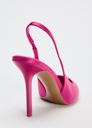 Открытые малиновые туфли атласные zara3 фото