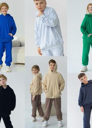 Якісний дитячий підлітковий спортивний костюм худі і штани джогери тринитка бавовна7 фото
