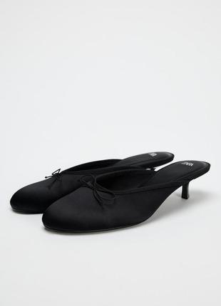 Текстильные черные сабо zara new