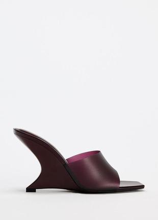 Виниловые босоножки бордовые женские zara new2 фото