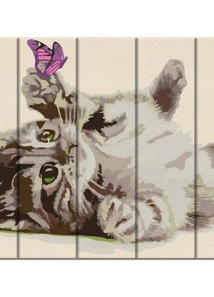 Картина по номерам по дереву "серый пушистик" asw056 30х40 см