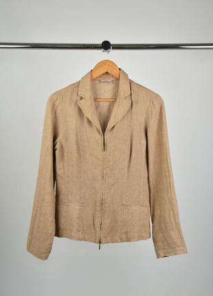 Biaggini женский пиджак льняной коричневый на змейке размер s m 36 38