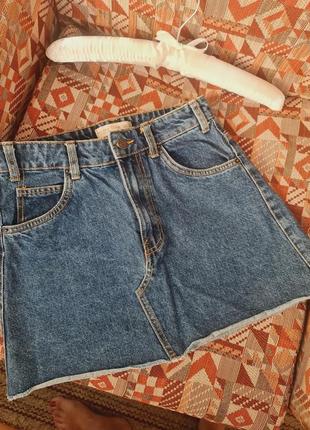Bershka. юбка джинс синяя размер хs, s. размер 
34 eur, 24 мех