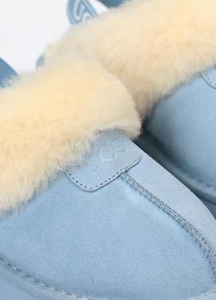 Натуральні замшеві блакитні уггі з відкритою п'ятою