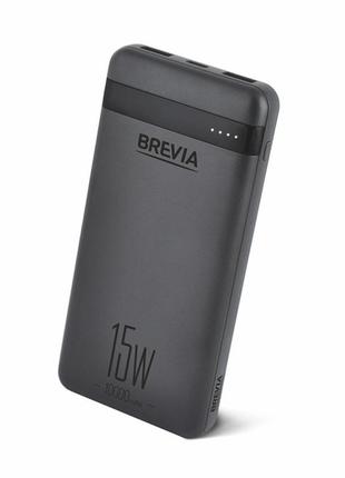 Повербанк brevia 10000mah 15w li-pol, портативний зарядний пристрій для смартфона, зовнішній акумулятор  dm-11