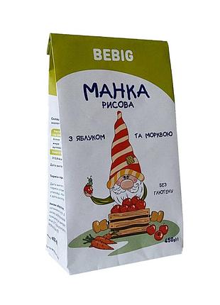 Манка рисова з яблуком/морквою bebig 450 гр