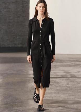 Трикотажна сукня міді в рубчик від zara, розмір xl