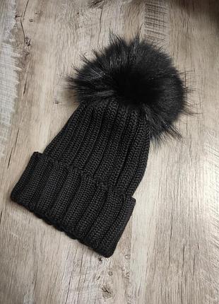 Шапка шерсть с мехом лисы catya made in italy