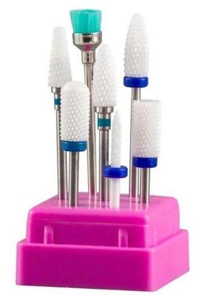 Набір керамічних насадок для фрезера №2 (7 насадок) (фреза кукурудза, фріза ялинка, фреза голка, циліндр)