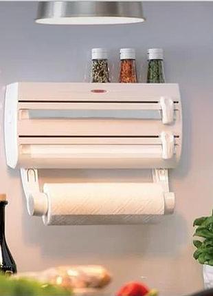 Кухонний потрійний тримач triple paper dispenser 3 в 1 для паперових рушників харчової плівки та фольги shop