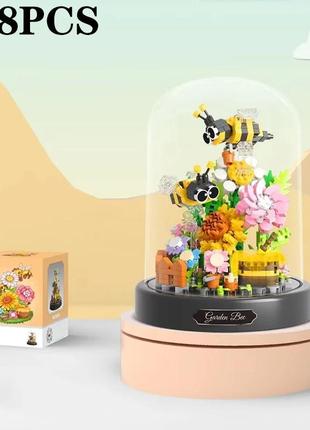 Конструктор квіти і бджілки під колбою, лего, brick, іграшка пластик2 фото