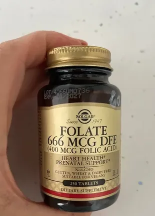 Solgar фолат 400 мкг 250 таблеток folate
