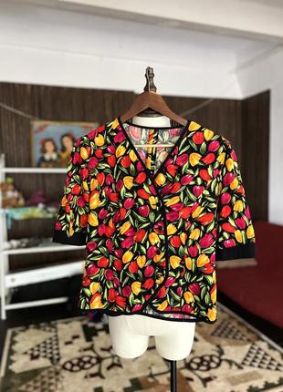 Vintage women's 90s floral printed cardigan shirt женский, винтажный кардиган
