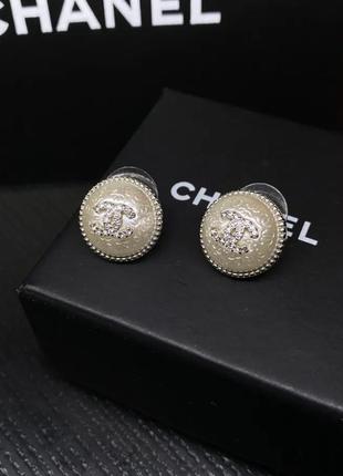 Сережки круглые шанс с логотипом в камнях, позолота 18к