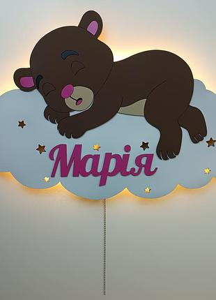Дитячий світильник led «ведмежа на хмарці»