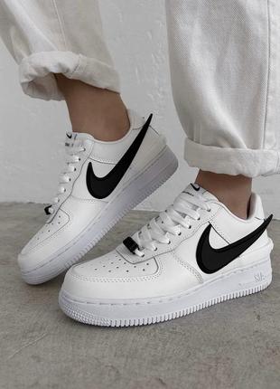 Стильные белые кроссовки nike round x ambush air force white black / найк аэр форс амброх демисезонные летние, осенние