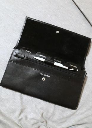Кожаный real leather дорожный кошелек для проездных документов и денег