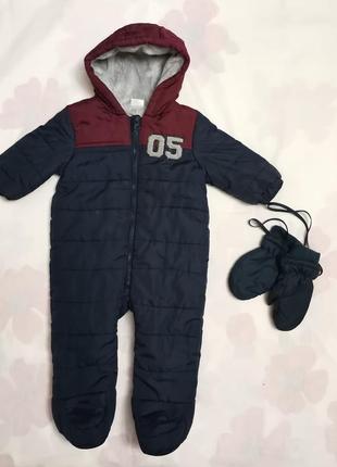 Осінній комбінезон f&f на хлопчика 3-6 міс. в ідеальному стані. рукавички у подарунок!