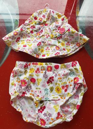 H&m набір панама та трусики на памперс дівчинці 12-18 м 1-1.5 г 80-86 см бавовна
