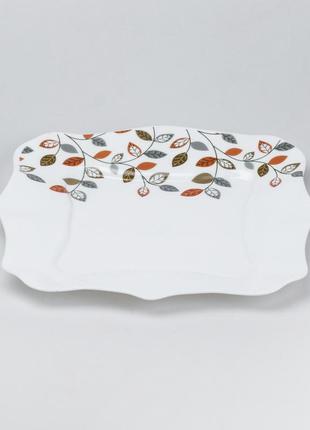 Столовый сервиз 26 квадратных тарелок керамических белый с цветами6 фото