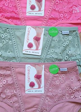 Женские трусы хлопок, набор 3 шт, женское нижнее белье xl/48-50 р