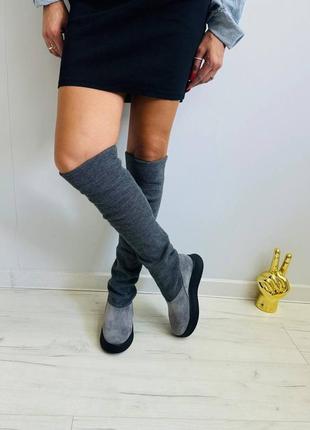 Сапоги-чулки итальянская замша и текстиль
