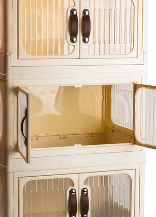 Складаний комод пластиковий на 3 полиці для зберігання речей на коліщатках портативний...