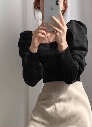 Базова кофтинка з красивими рукавами 3 кольори топ блуза с красивым рукавом белая черная беж8 фото