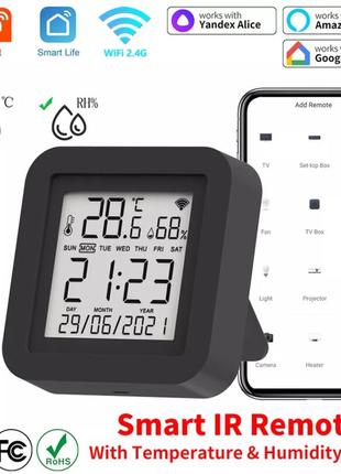 Іч ir пульт tuya/smart life з датчиком температури вологості годинником