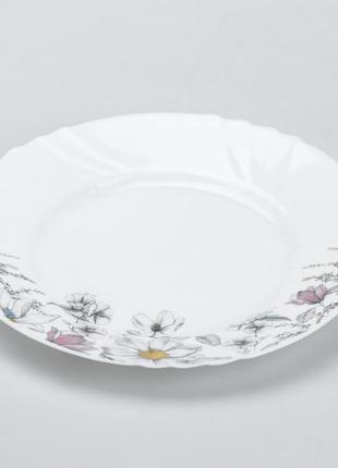 Столовий сервіз тарілок 24 штуки керамічних на 6 персон білий з розписом квіти2 фото
