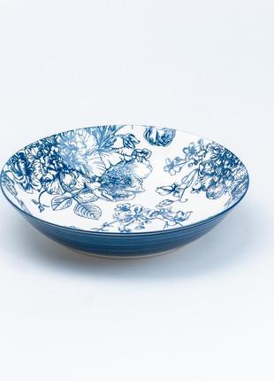 Столовый сервиз тарелок 24 штуки керамических на 6 персон синий4 фото