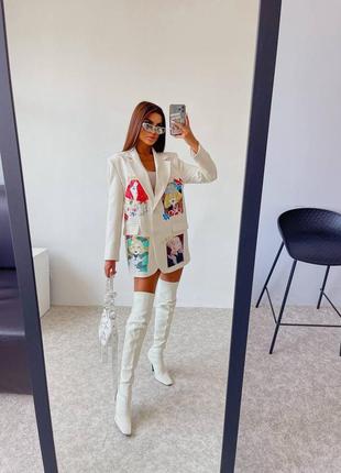 Новинка 🤍🤍
эксклюзивный жакет оверсайз с трендовым принтом туречечника 🇹🇷4 фото