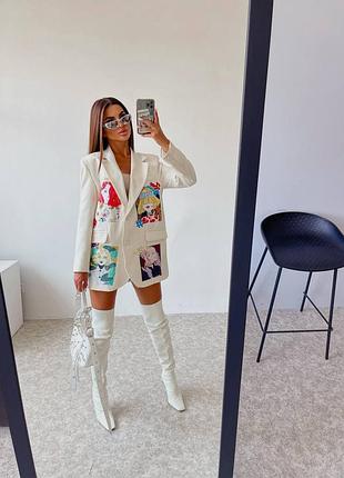 Новинка 🤍🤍
эксклюзивный жакет оверсайз с трендовым принтом туречечника 🇹🇷6 фото