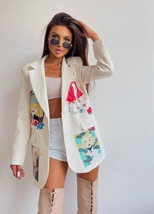 Новинка 🤍🤍
эксклюзивный жакет оверсайз с трендовым принтом туречечника 🇹🇷2 фото