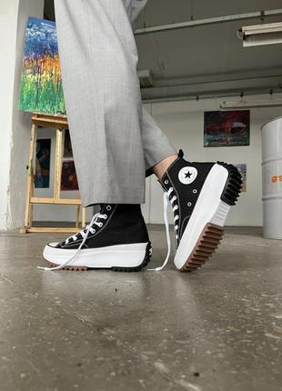 Converse birds star hike жіночі високі масивні чорні кеди конверс новинка тренд круті чорні жіночі високі кеді на масивній підошві